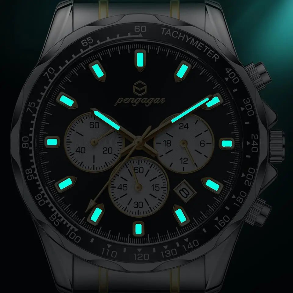 POEDAGAR Luxury Gold Watches Men Business Waterproof Luminous Fashion Stainless