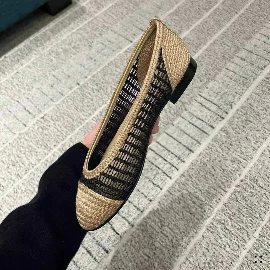Weave Design Brand Shoes Woman Flats Cut-outs Summer Ballet Shoes Slip On Casual Chaussures Femme Round Toe Luxury Lady Loafers
