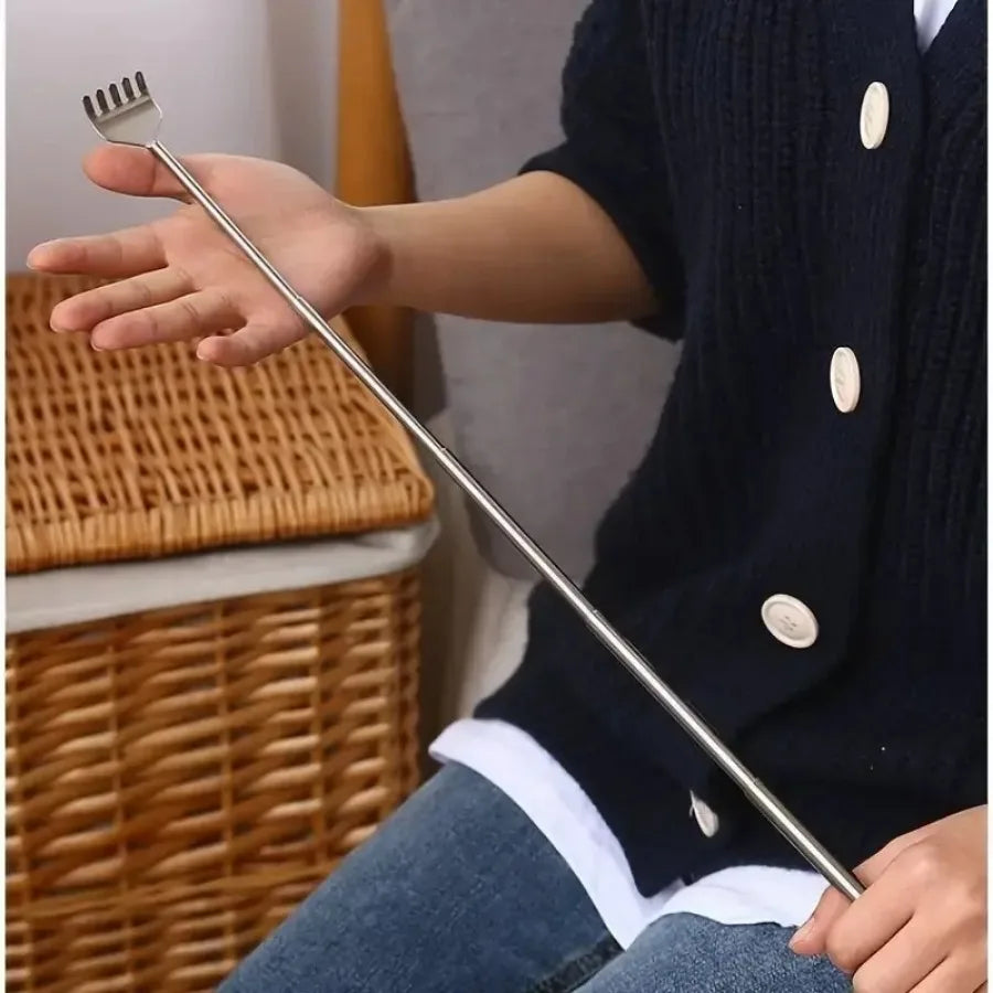 silvery Telescopic Back Scratcher,  Portable Extendable Stainless Steel  Scratchers for Men Women ,Mothers Gifts,Gifts For Men,G