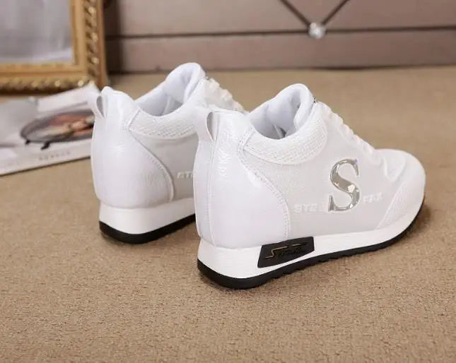 7cm Hide heel Fashion Sneakers for Women Breathable Platform Sneakers Lace Up Fashion Causal Shoes Woman Chunky Sneaker 34 40