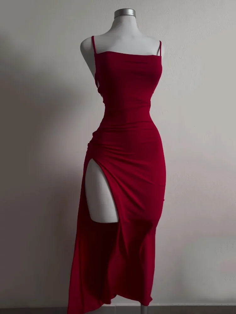 explosive new dress summer high sensibility halter strap Spice Girl bag hip dress