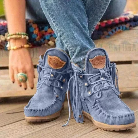Vintage Fringe Suede Ankle Boots