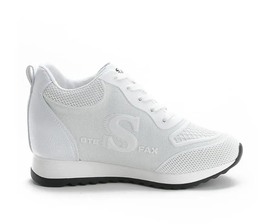 7cm Hide heel Fashion Sneakers for Women Breathable Platform Sneakers Lace Up Fashion Causal Shoes Woman Chunky Sneaker 34 40