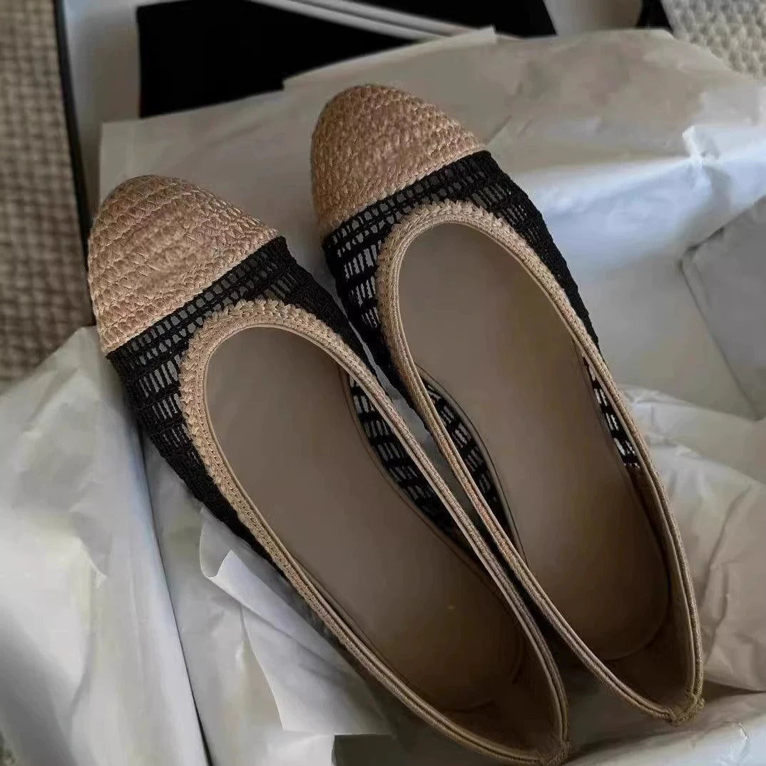 Weave Design Brand Shoes Woman Flats Cut-outs Summer Ballet Shoes Slip On Casual Chaussures Femme Round Toe Luxury Lady Loafers