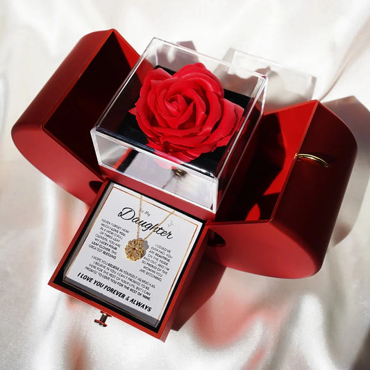 Daughterโs Lucky Clover Necklace & Forever Rose