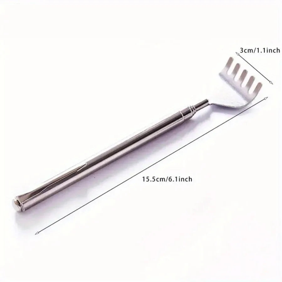 silvery Telescopic Back Scratcher,  Portable Extendable Stainless Steel  Scratchers for Men Women ,Mothers Gifts,Gifts For Men,G