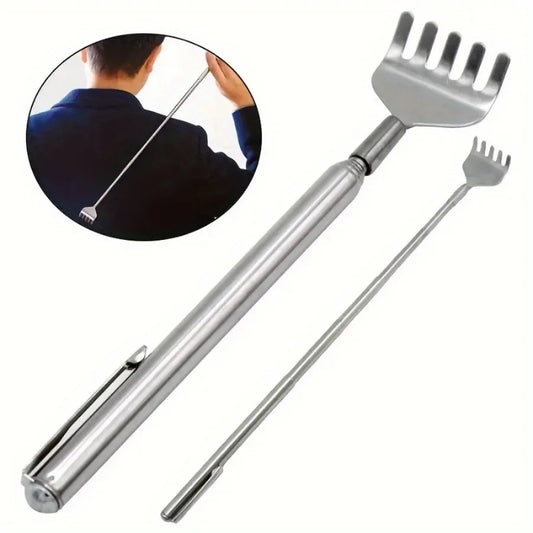 silvery Telescopic Back Scratcher,  Portable Extendable Stainless Steel  Scratchers for Men Women ,Mothers Gifts,Gifts For Men,G