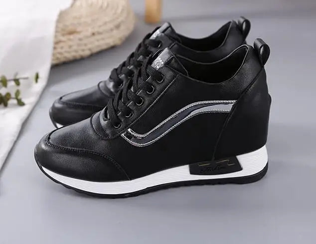 7cm Hide heel Fashion Sneakers for Women Breathable Platform Sneakers Lace Up Fashion Causal Shoes Woman Chunky Sneaker 34 40