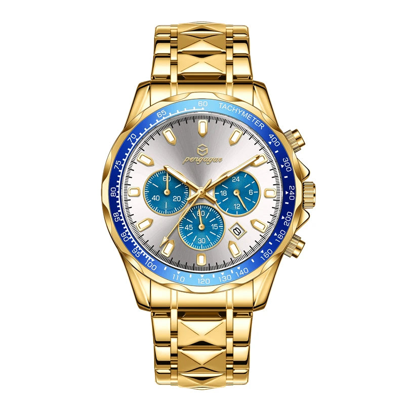 POEDAGAR Luxury Gold Watches Men Business Waterproof Luminous Fashion Stainless
