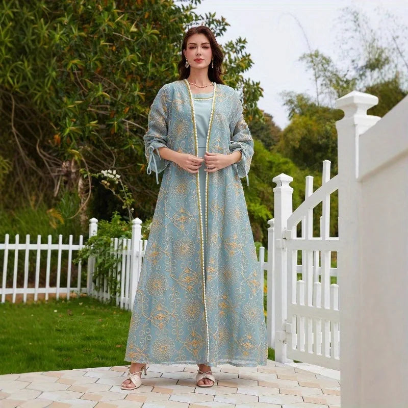 Muslim Dress Fashion Casual Robe Two-piece Set Women's Stage Performance Costume Accessories