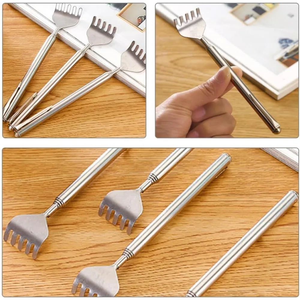 silvery Telescopic Back Scratcher,  Portable Extendable Stainless Steel  Scratchers for Men Women ,Mothers Gifts,Gifts For Men,G