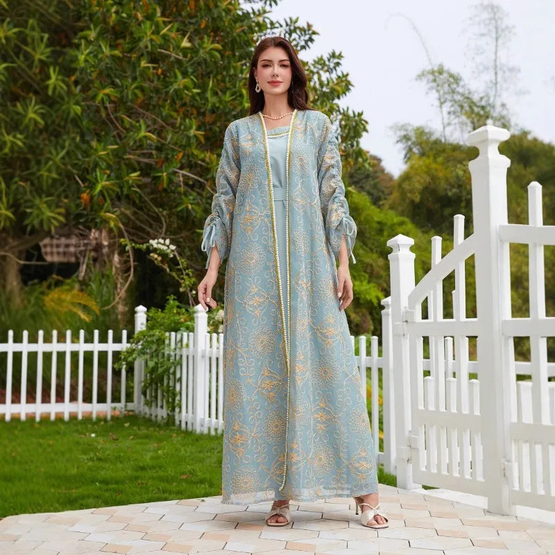 Muslim Dress Fashion Casual Robe Two-piece Set Women's Stage Performance Costume Accessories