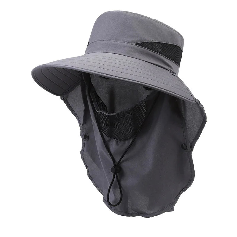 New Hat Men's Outdoor Mountaineering Sunshade Fisherman Hat Summer Big Brim Breathable Sunscreen Fishing Hat