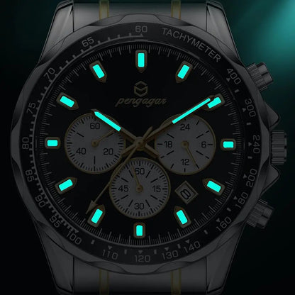 POEDAGAR Luxury Gold Watches Men Business Waterproof Luminous Fashion Stainless
