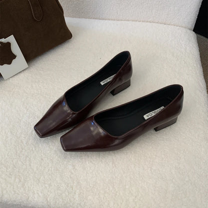 2025 Spring New Woman Elegant Low-heel Shoes Fashion Korean Style Soft Bottom Anti-slippery Simple Retro Versatile Single Shoes