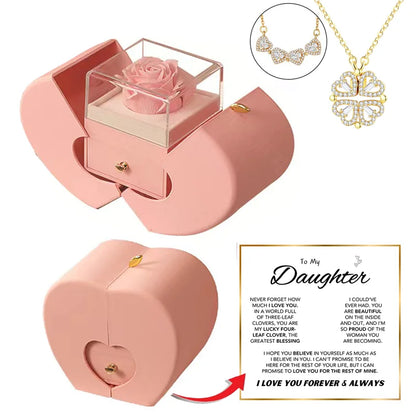 Daughter’s Lucky Clover Necklace & Forever Rose