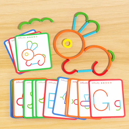 Children's early education puzzle toys, wooden creative rings, sticks, puzzles, abstract logical thinking training, parent-child