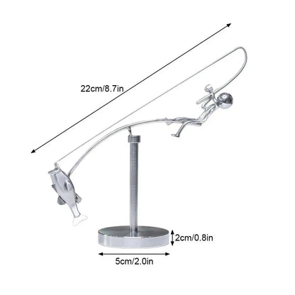 The Fisherman Balancing Sculpture Polished Stainless Steel Fisherman Balancing Handicraft Ornament Desktop Craft Decoration