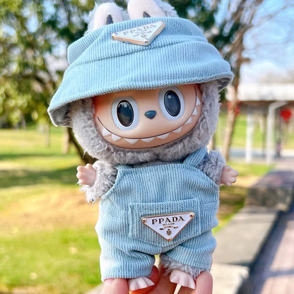 New corduroy For Labubu Doll Clothing Set Hat 17cm Clothes Shoes Doll DIY Accessories Training Sitting Party Games Toys Gifts