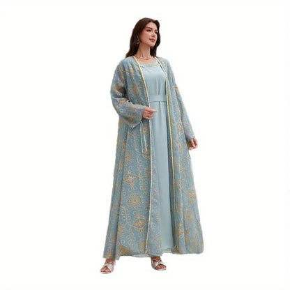 Muslim Dress Fashion Casual Robe Two-piece Set Women's Stage Performance Costume Accessories