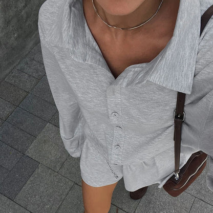 Weekeep Streetwear Grey Loose Rompers Fashion Button Up Full Sleeve Women Playsuits y2k Aesthetic Ladies Solid Outfits Harajuku