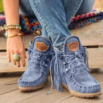 Vintage Fringe Suede Ankle Boots