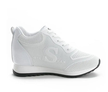 7cm Hide heel Fashion Sneakers for Women Breathable Platform Sneakers Lace Up Fashion Causal Shoes Woman Chunky Sneaker 34 40