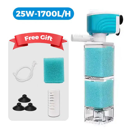 Sponge Filter Aquarium Internal Filter Water Purification Multi-functional Fish Tank Water Pump Wave Make Stool Sucker Air Pump