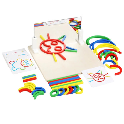 Children's early education puzzle toys, wooden creative rings, sticks, puzzles, abstract logical thinking training, parent-child