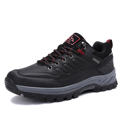 New Leather Men Shoes Outdoors Non-Slip Men's Hiking Shoes Lace-Up Waterproof Men Sneakers Fashion Comfortable Walking Shoes