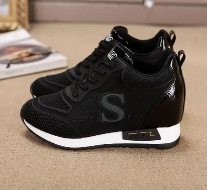 7cm Hide heel Fashion Sneakers for Women Breathable Platform Sneakers Lace Up Fashion Causal Shoes Woman Chunky Sneaker 34 40