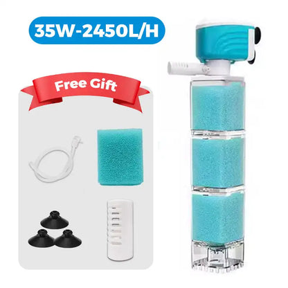 Sponge Filter Aquarium Internal Filter Water Purification Multi-functional Fish Tank Water Pump Wave Make Stool Sucker Air Pump