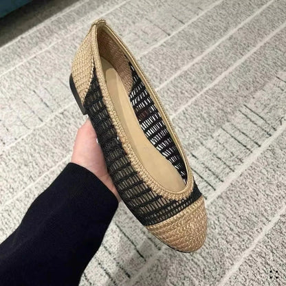 Weave Design Brand Shoes Woman Flats Cut-outs Summer Ballet Shoes Slip On Casual Chaussures Femme Round Toe Luxury Lady Loafers