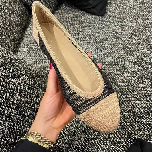 Weave Design Brand Shoes Woman Flats Cut-outs Summer Ballet Shoes Slip On Casual Chaussures Femme Round Toe Luxury Lady Loafers