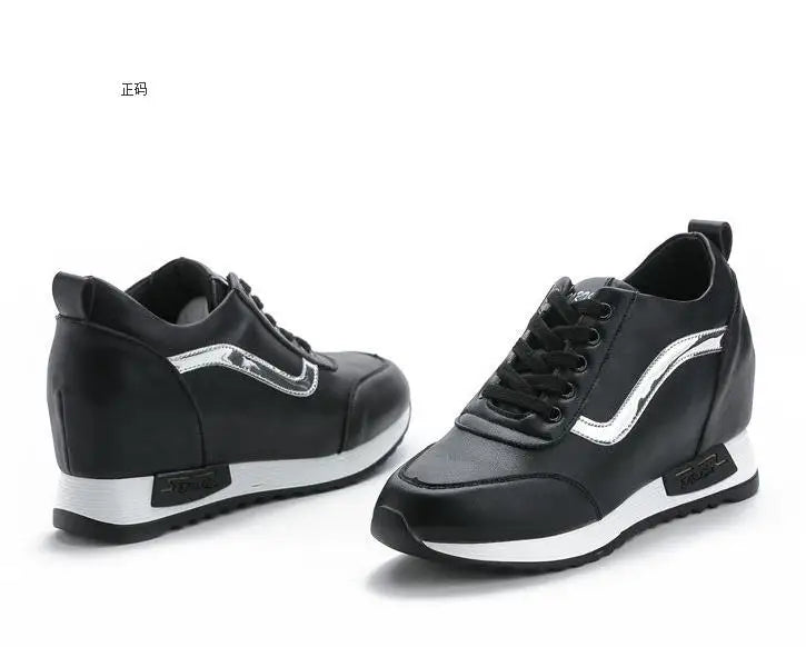 7cm Hide heel Fashion Sneakers for Women Breathable Platform Sneakers Lace Up Fashion Causal Shoes Woman Chunky Sneaker 34 40