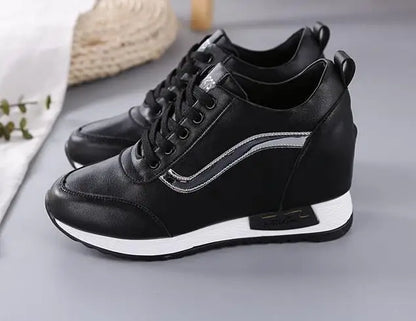 7cm Hide heel Fashion Sneakers for Women Breathable Platform Sneakers Lace Up Fashion Causal Shoes Woman Chunky Sneaker 34 40