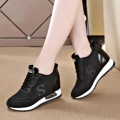 7cm Hide heel Fashion Sneakers for Women Breathable Platform Sneakers Lace Up Fashion Causal Shoes Woman Chunky Sneaker 34 40
