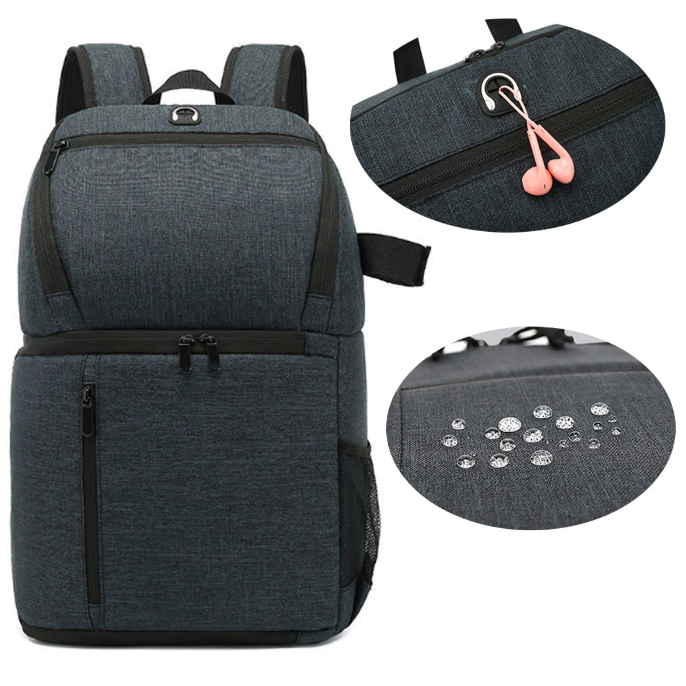 Waterproof DSLR Camera Bag Backpack With Charging Earphone Hole Outdoor Photo Bag for Canon Nikon Laptop Tripod Video Lens Bag