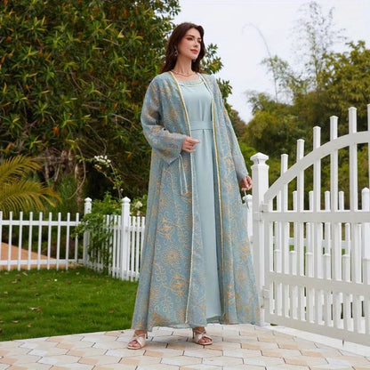 Muslim Dress Fashion Casual Robe Two-piece Set Women's Stage Performance Costume Accessories