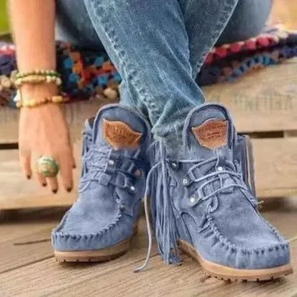 Vintage Fringe Suede Ankle Boots