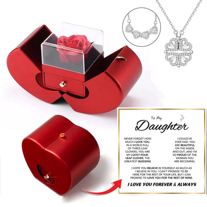 Daughter’s Lucky Clover Necklace & Forever Rose