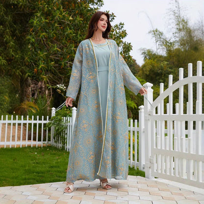 Muslim Dress Fashion Casual Robe Two-piece Set Women's Stage Performance Costume Accessories