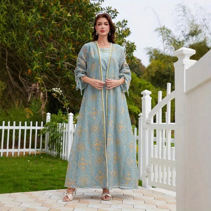 Muslim Dress Fashion Casual Robe Two-piece Set Women's Stage Performance Costume Accessories